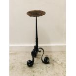 A Black Painted Wrought Iron Garden Candlestick Approx. 70cm Tall