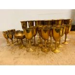 Large Selection Of Bronze Wine Goblets And Two Bronze Coupes