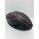A Vintage Brown Leather Rugby Ball