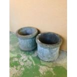 A Pair of Stone Planters with Dragon Decoration Standing 33cm Tall
