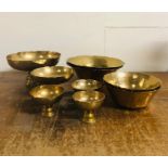 A Selection Of Nine Bronze Bowls with Scalloped Edges