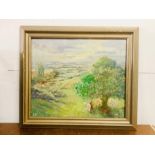 A Signed framed oil on canvas of a horse under a tree by Joyce Hirst