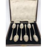 A set of six boxed hallmarked silver teaspoons