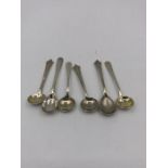 A selection of six hallmarked silver mustard spoons