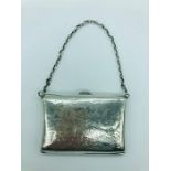 Silver Purse case with chain by Smith & Bartlam Birmingham 1916 (weight 43.2g)