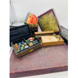 Selection of vintage games to include table croquet, playing cards