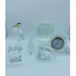 A selection of 6 Swarovski crystal, Waterford crystal items
