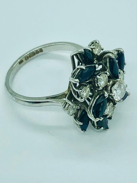 A Sapphire and Diamond ring on an 18ct white gold mount. - Image 2 of 3