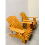 Pair of large deck style lounger garden chairs