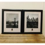 A Pair of large black picture frames approx. 48cm X 58cm