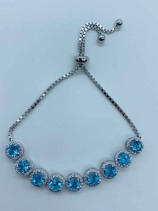 A Silver cz and blue topaz bracelet - Image 2 of 2