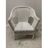 White wicker open arm chair (H87cm X W70cm)