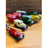 A Selection of Corgi, Matchbox and Commercial buses and trucks