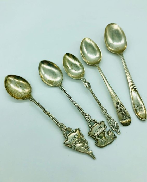 A selection of five silver teaspoons