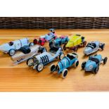 Nine Diecast racing cars by Yesteryear and Brumm