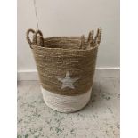 Set of three Seagrass baskets with a white star on front