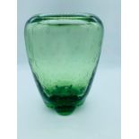 A Whitefriars lobed encased bubble Sea Green Vase designed by William Wilson pat no 9286 c.1940's