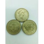 Three Scottish £2 coins Dated 1986