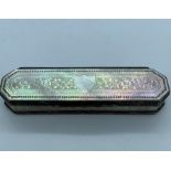 A Mother of Pearl and white metal snuff box