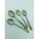 Four hallmarked silver teaspoons.