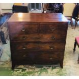 Mahogany two over three chest of drawers with brass drop handles and detailing