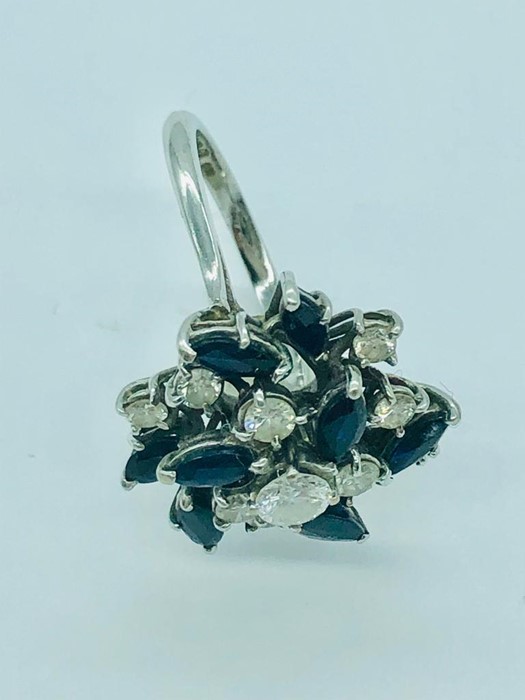 A Sapphire and Diamond ring on an 18ct white gold mount. - Image 3 of 3