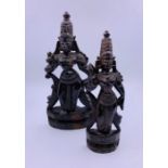 Two wooden carved Indian deity figures