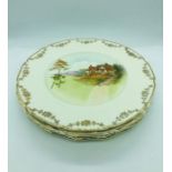 Five Royal Doulton Series Ware plates with cottage theme.