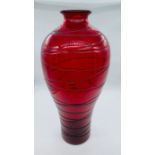 A red Art Glass vase