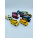 A Selection of Matchbox Lesney vans, including ice cream and evening news van