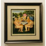 A Signed and framed Beryl Cook limited edition print 364/650 sitting down for tea
