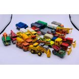 A selection of diecast Lesney, Matchbox work vehicles to include tow trucks, removal lorries,