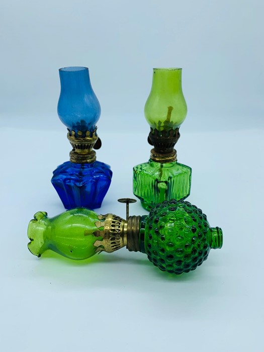 Three miniature glass oil burners (one AF)