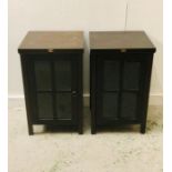 Pair of contemporary glazed dark wood cabinets AF ( H75cm X D40cm X W45cm)
