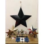 An Assortment of decorative tin stars and hooks with American theme (13 items)