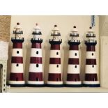 Set of five decorative light houses