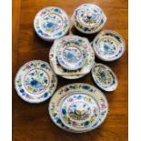 A selection of Masons Ironstone china 'Regency' pattern: Nine dinner plates, five lunch plates, nine