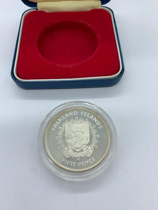 A Falkland Islands silver proof 1977 Fifty Pence coin - Image 2 of 4