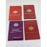 A selection of four presentation packs from The Royal Australian Mint 1975, 1976, 1978, Silver