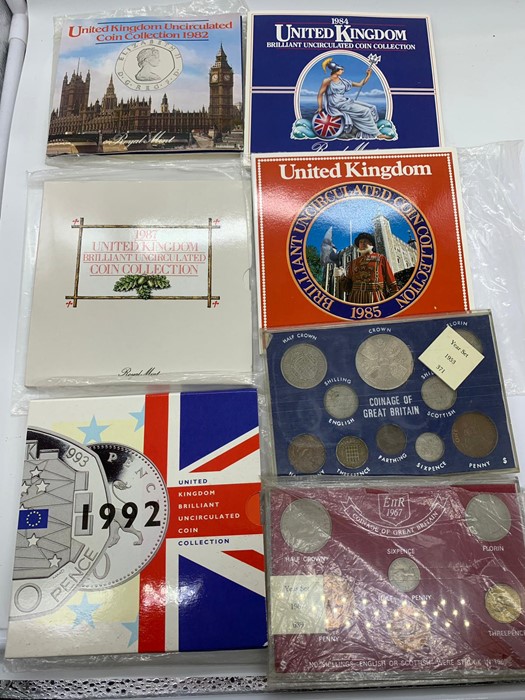 Seven Coin collectors packs: Coinage of Great Britain 1967, Coinage of Great Britain 1953, United