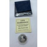 A 1995 Barbados lady of the Century Silver Proof $1 coin