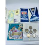 Four Collector Coin packs: End of WWII 1945-2005 commemorative £2 coin,1995 Peace and Goodwill £2