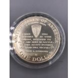 A United States of America 1 Dollar silver proof coin commemorating D Day 1991-1995