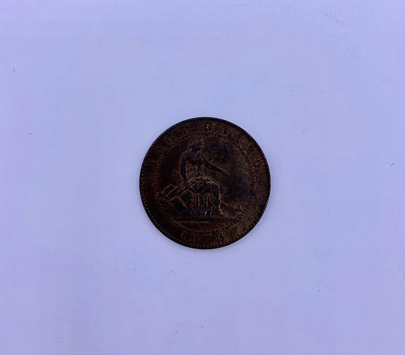 A Spanish 1870 5 Centimos coin AUNC - Image 2 of 2