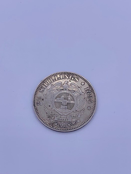 An 1894 silver 2 1/2 shillings South African coin VF - Image 2 of 3