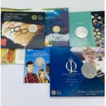 A selection of coin Presentation packs to include: 2007 Royal Diaond Wedding Crown, 2008 Olymoic