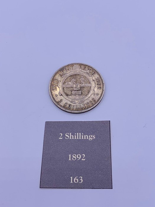 An 1892 silver 2 Shillings South African coin AEF