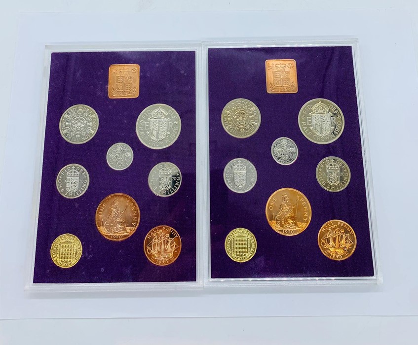 Two 1970 Coinage of Great Britain and Northern Ireland coin set packs.