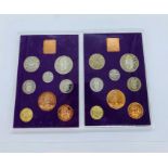 Two 1970 Coinage of Great Britain and Northern Ireland coin set packs.