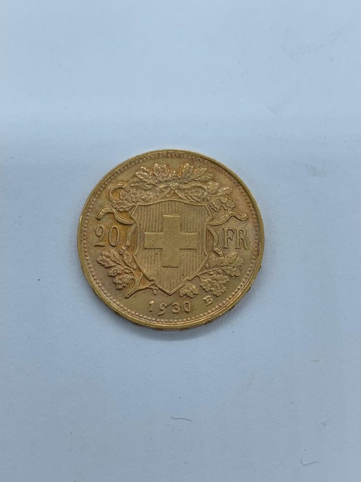 A 1930 Swiss 20 Franc gold coin - Image 2 of 2